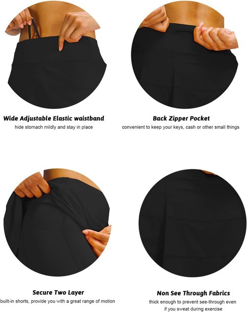 MEIVSO Women's Tennis Skirt - Pleated Activewear with Pockets & Built-in Shorts | Comfortable Fit