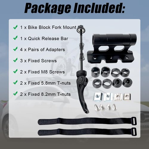 Bike Fork Mount - Quick Release Thru Axle Adapter for Road/MTB | Aerospace-Grade Aluminum Carrier