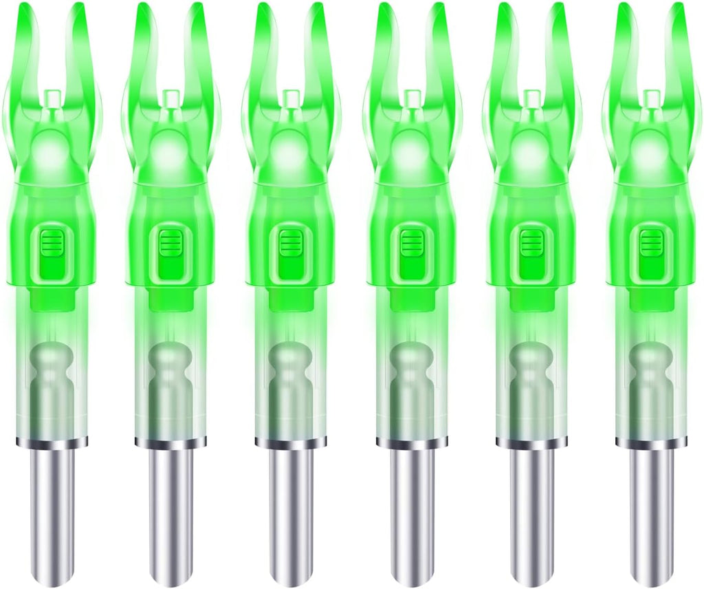 Skiennix Lighted Nocks for Arrows - Bowstring Activation, 6-Pack for .166/G, .204/X, .233/H, .244/S, .246/GT