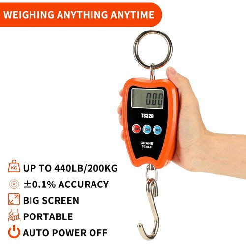 Digital Crane Scale by [Brand Name] - 300kg/660lbs Capacity | LED Handheld Mini Scale for Garage, Farm & Fishing