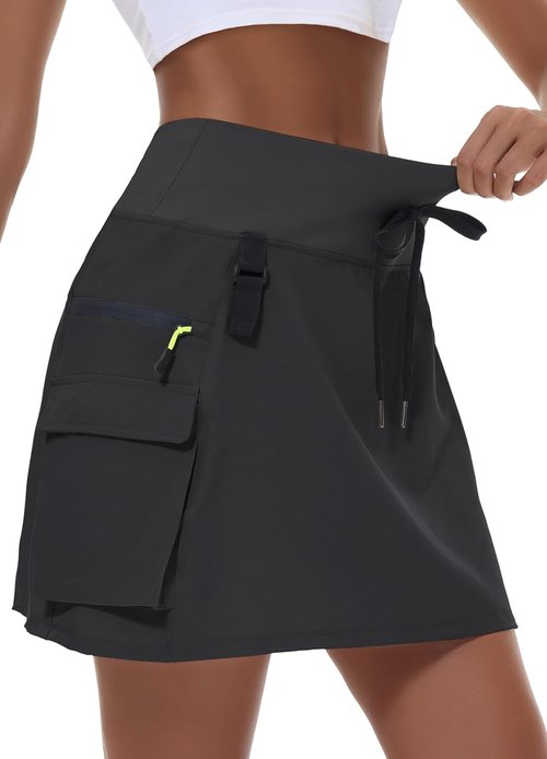 MIVEI Skorts for Women - High Waisted Quick Dry Hiking Cargo Skorts with Zipper Pockets