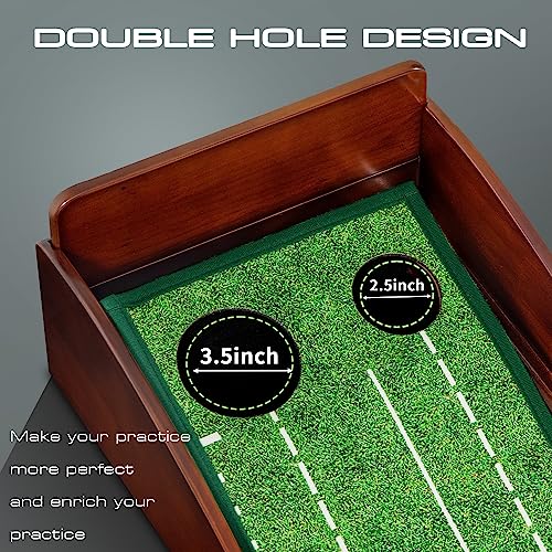 Eleko Meyar Indoor Putting Green Mat - Brownish-Green, Portable Golf Practice Mat with Mirror & Ball Return