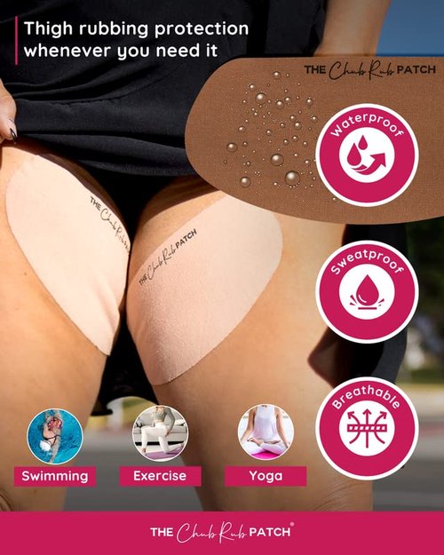 Chub Rub Patch - Anti-Chafe Thigh Patches for Women | Friction Prevention Tape (3 Pairs) - Cocoa