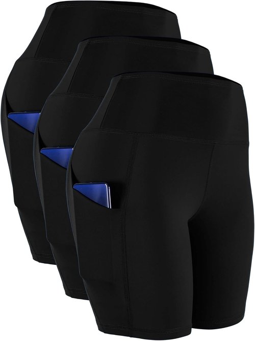 CADMUS Women's High Waist Yoga Shorts - Spandex Comfort with Two Side Pockets | Perfect for Biking & Running