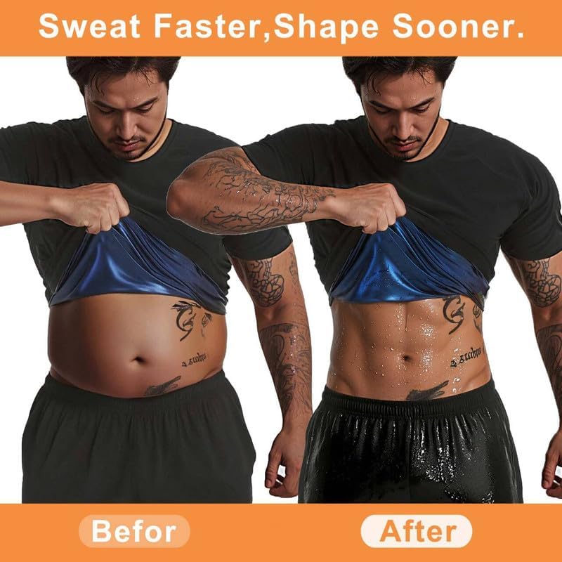 Sauna Shirt for Men by [Brand Name] - Short Sleeve Compression T-Shirt for Effective Sweat Loss | Ideal for Gym Workouts