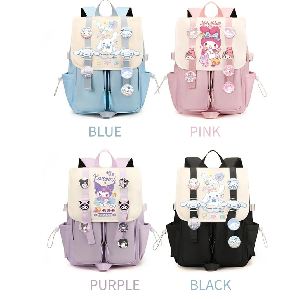 Vivixilan Kawaii Backpack with 22Pcs Accessories Anime Cartoon Anti-Theft Travel Aesthetic New Semester Gifts Bag with Cute Pin