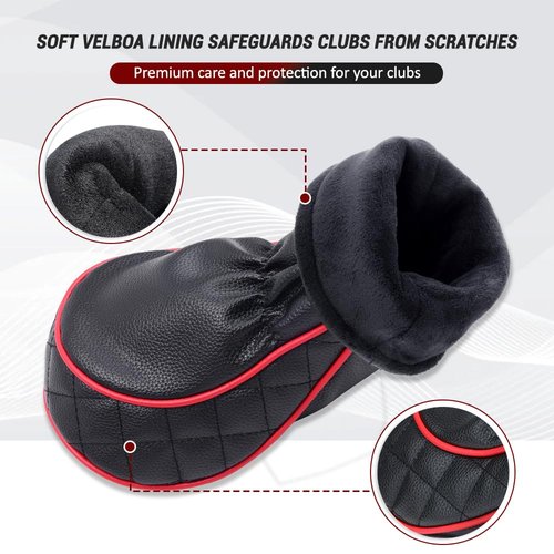 Golf Headcovers Set of 3 Driver, Fairway, Hybrid Waterproof PU Leather Scratch‑Resistant Plush Lining Fits Titleist, Callaway, Taylormade, Ping Premium Gift Box