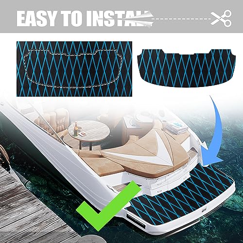 Black with Blue Lines EVA Boat Flooring Sheet 74x27 inches Marine Decking Mat