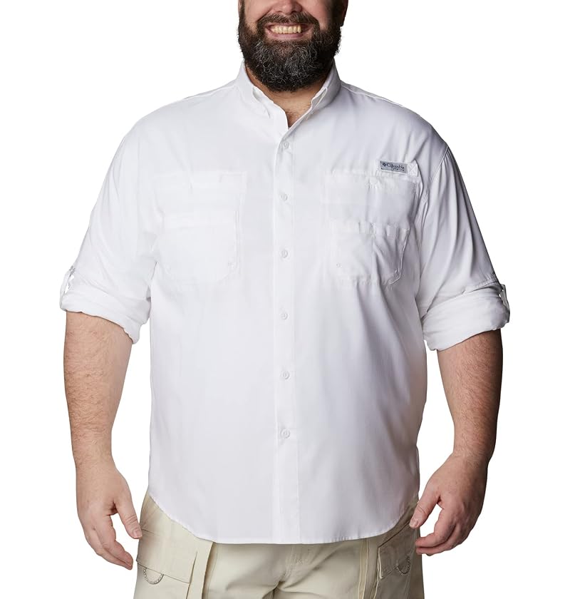 Columbia PFG Tamiami Long Sleeve Fishing Shirt for Men - White, XL