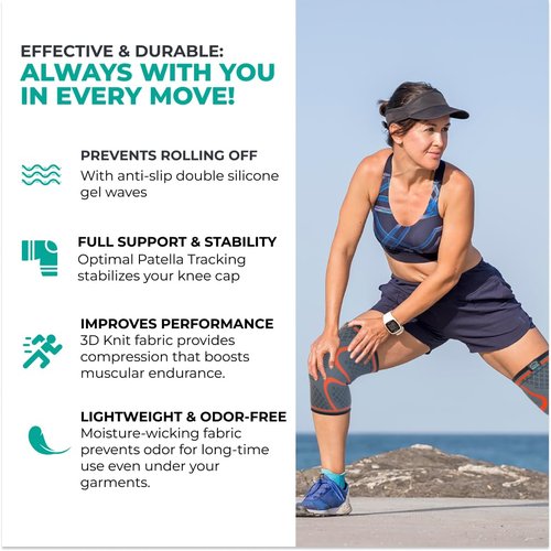 Modvel Compression Knee Brace - 2-Pack Support Sleeves for Running & Pain Relief | Ideal for Meniscus Tear & ACL