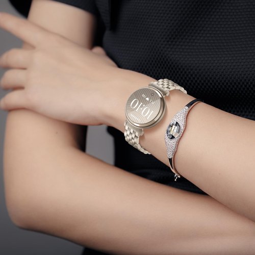 Koazon Five-Link Metal Watch Band Compatible with Garmin Lily 2 Active/Lily 2 for Women,14mm Slim Adjustable Stainless Steel Chain Replacement Bracelet for Lily 2/2 Active Smartwatch Accessory