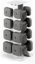 WeGym SafeGrip Square Dumbbells - Aesthetic 2+3+5+8LB Starter Set with Sandstone Rack