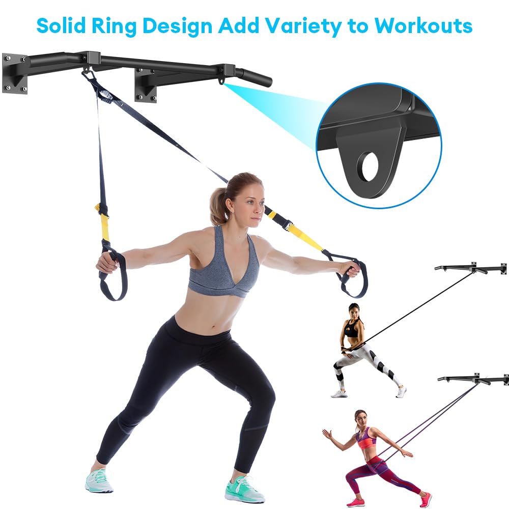 Wall Mount Pull Up Bar, Joist Mount Pull Up Bar, Beam and Rafter Mounted Chin Up Bar for Home Gym With Wood Mount and Wall Mount Screws (Black5)