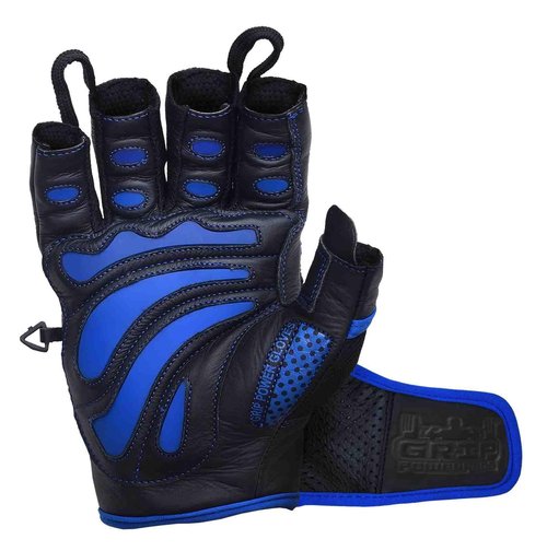 Elite Leather Gym Gloves – Grip & Comfort Design for Weightlifting, Powerlifting, Bodybuilding & Strength Training Workouts for Men & Women (Blue, Large)