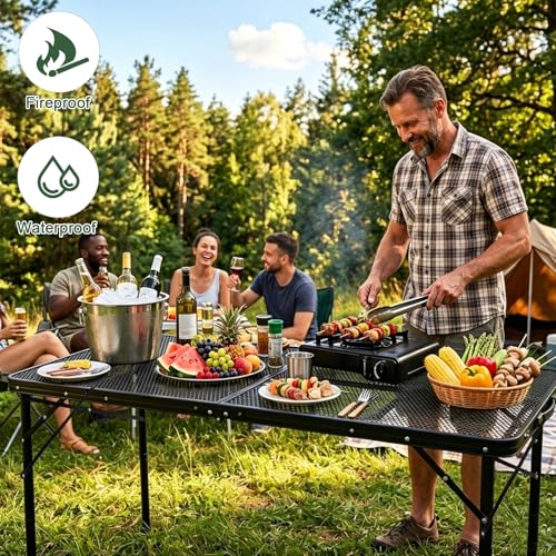 4Ft Large Metal Folding Camping Table - Adjustable, Lightweight Outdoor Grill & Picnic Table (UNIFER)
