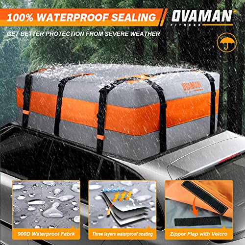 OVAMAN 20 Cubic Feet Waterproof Car Roof Cargo Bag Heavy Duty SUV Roof Rack