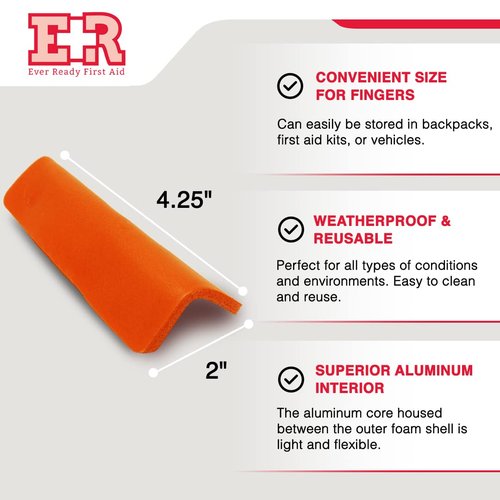 Ever Ready First Aid Padded Aluminum Finger Splints 4" x 2" - 20 Count