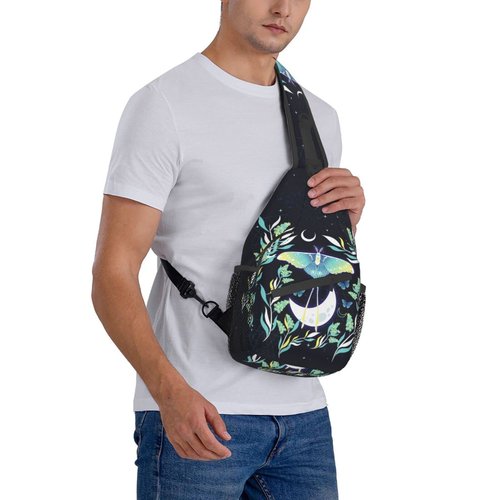 BCQJNB Witchy Moon Goth Mushroom Sling Backpack Crossbody Shoulder Bag Travel Hiking Daypack Gifts