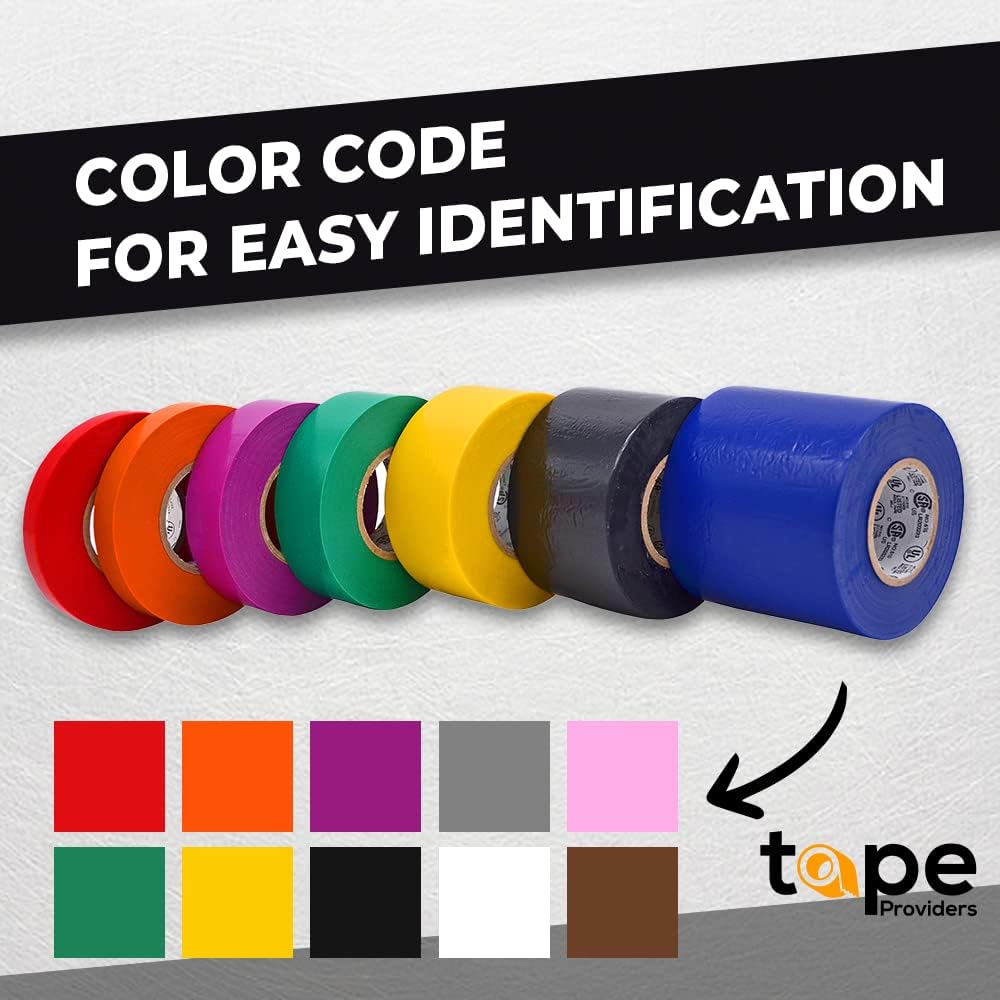 WOD ETC766 Professional Grade Electrical Tape - UL/CSA Listed, 1/2 Inch x 66 Ft, Vinyl Rubber Adhesive
