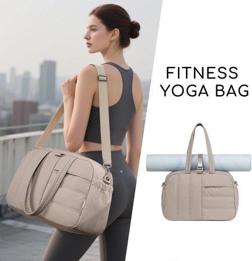 CAMTOP Gym Bag - Lightweight Water-Resistant Duffle with Yoga Mat Holder | 16-Inch Camel Travel Bag
