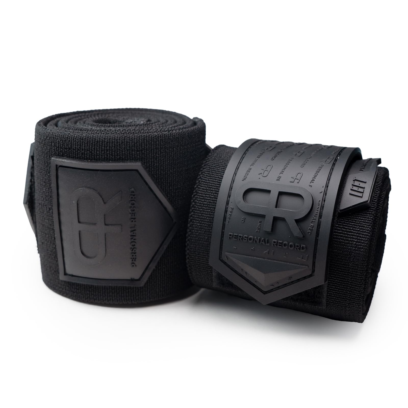 PR Personal Record Elbow Wraps for Weightlifting - Heavy Duty Construction, 25% More Elasticity, Reinforced Stitching, Extra Wide Fastener, Easy to Adjust, All Black