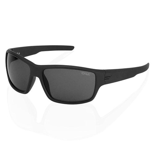 TOROE Performance Eyewear FIELD All Black Sports Polarized Sunglasses with Hydrophobic Coating Polycarbonate AR Lenses (Matte Black | Black Emblem, Black (C3))