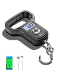 MEIYA Fishing Scale - Dual Power Rechargeable with Backlit LCD Display | Extra Wide Handle, Black