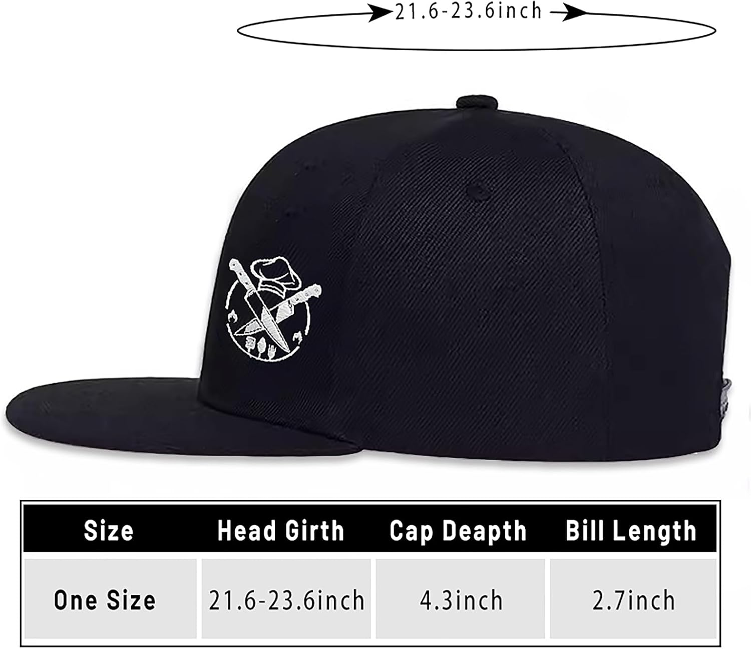 Skiennix Skull Baseball Cap - Embroidered Flat Bill Snapback Hat for Men & Women - Black Trucker Style