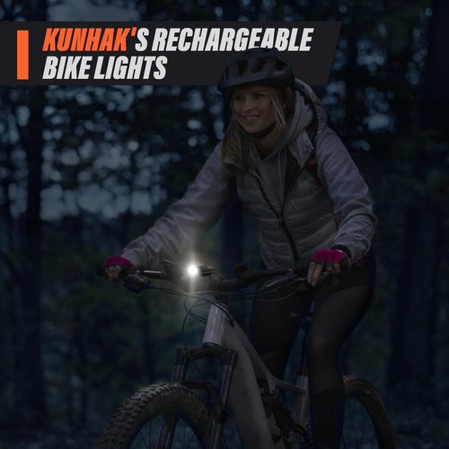 KUNHAK Rechargeable Bike Lights, Ultra Bright Bike Lights for Night Riding, Road Mountain Bike Accessories for Kids Adults - Headlight with Tail Light