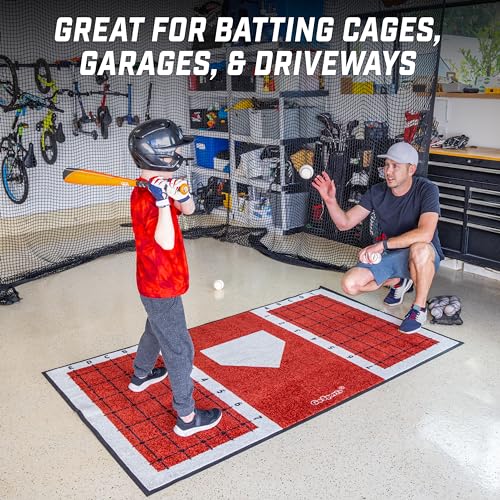 Baseball & Softball Hitting Mat with Alignment Guide - 6x4 ft Training Aid