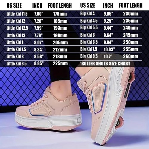 HOVERKICKES Kids Roller Skate Shoes with Detachable Wheels Roller Sneakers for Boys Girls Deformation Wheeled Shoes ﻿