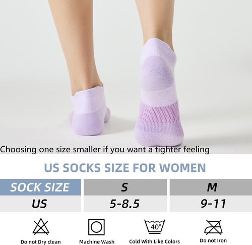 FITRELL Ankle Running Socks - 5-6 Pairs of Cushioned Low Cut Athletic Socks for Women