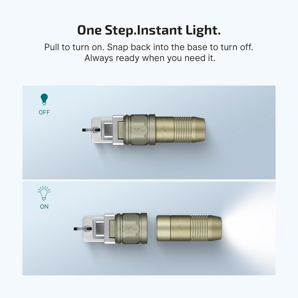 OLIGHT iUltra Rechargeable EDC Flashlight - 80 Lumens Mini LED Keychain Light | Olive Green, Perfect for Everyday Carry and Emergencies