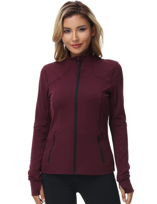 Dolcevida Womens Sports Jackets Zip Up Workout Yoga Jacket with Pockets