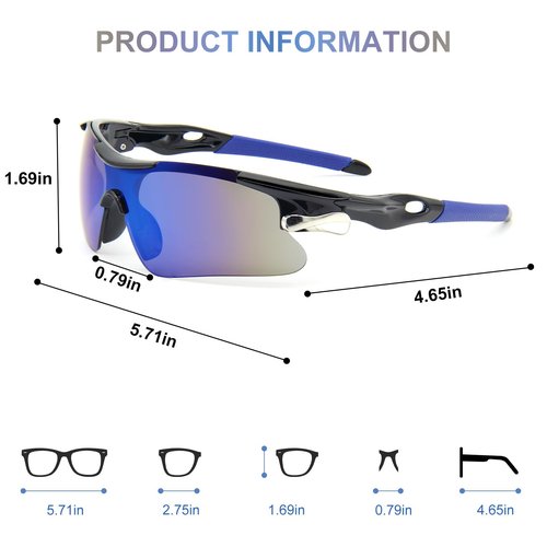 ZOSIMP Unisex Sports Sunglasses UV400 Protection Shatterproof Lenses Windproof Lightweight Frame for Running Cycling Mountain Climbing Outdoor Activities (Blue)