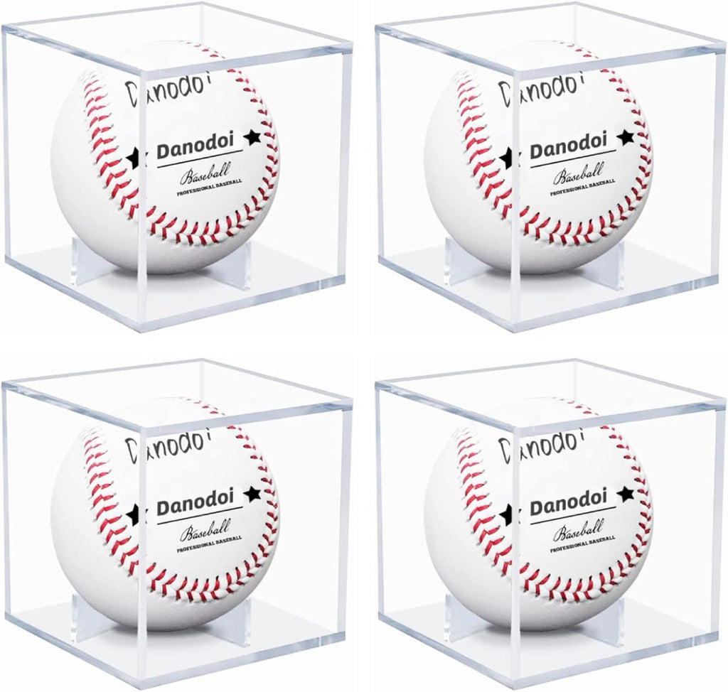 Skiennix Baseball Display Case - UV Protected Acrylic Holder for Official Size Baseballs - 4 Pack
