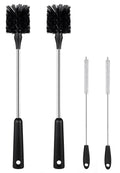[4 Pack] Water Bottle Brush & Straw Cleaner Set,Stainless Steel Long Handle Baby Bottle Scrub Cleaning Brush for Sports Bottles, Cups, Dishes, Coffee Mugs, Glasswares, Tumblers, Wine Decanters