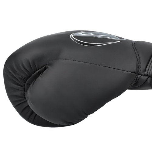 Genuine Leather Boxing Gloves – Special Satin Edition – Lace Up Training & Sparring Gloves – Muay Thai, Kickboxing & MMA – 14,16 oz – Huracan Premium (Black, 16 oz)