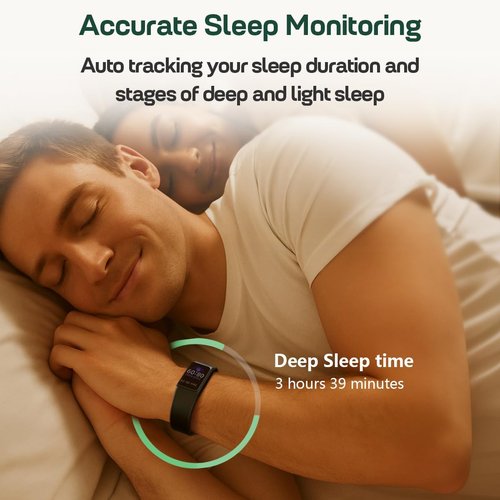 FITVII Slim Fitness Tracker - 24/7 Heart Rate, Blood Pressure & Oxygen Monitor | IP68 Waterproof Smart Watch for Men & Women