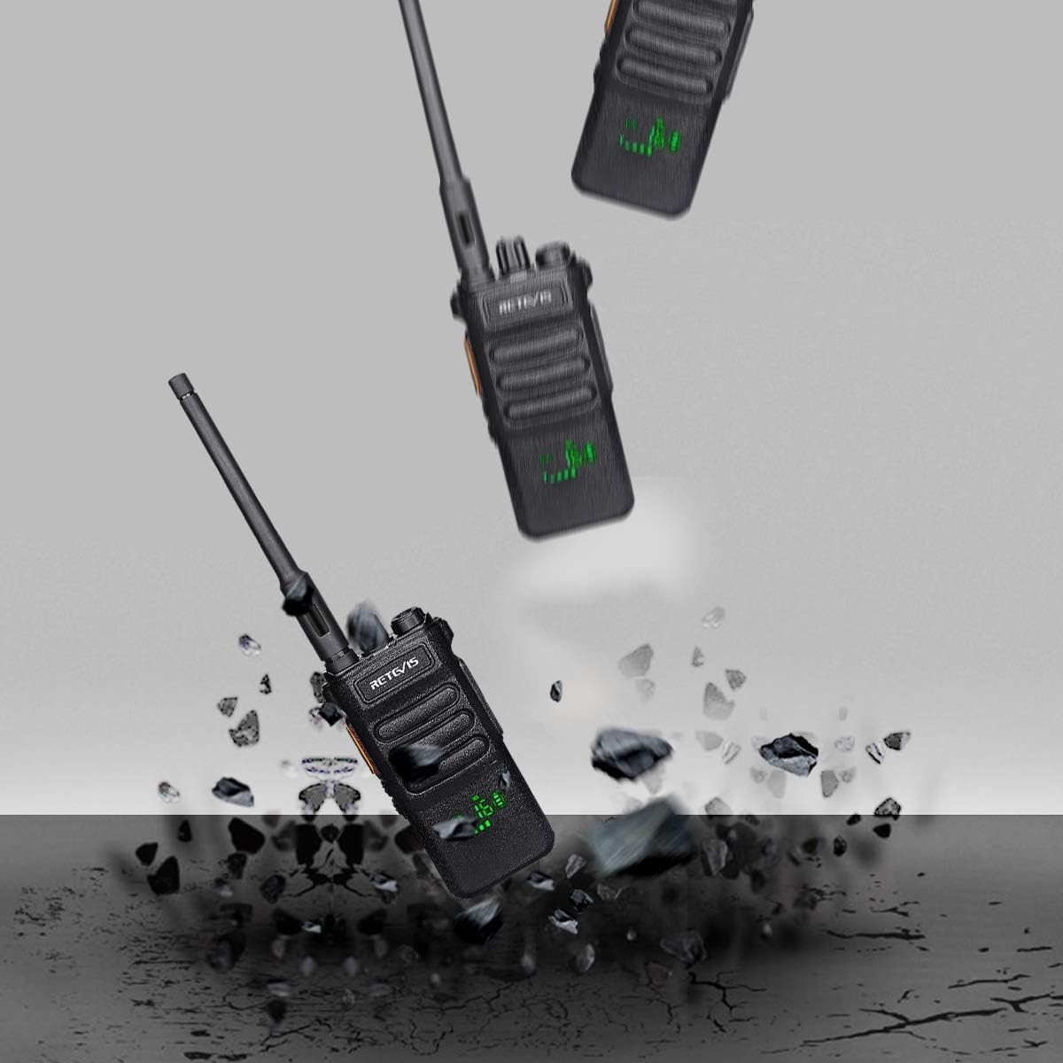 Retevis RT86 Emergency Two Way Radios Long Range, Professional 2 Way Radios, 2600mAh Rechargeable, USB, Flashlight, Shatterproof Display, Durable Walkie Talkies for Snowstorm Off-Roading Farm(2 Pack)