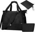 Travel Duffel Bag with Toiletry Kit for Women, Personal Item Carry on Bag with Shoe Compartment, Gym Bags with Wet Pocket, Large Weekender Overnight Bags for Travel Weekend Hospital, Black