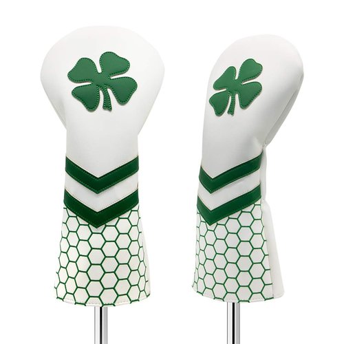 Lucky Clover Driver Headcover 460CC Golf Club Head Cover - White Synthetic Leather Driver Headcover fits for All Brand，Callaway Epic for Men Golfer