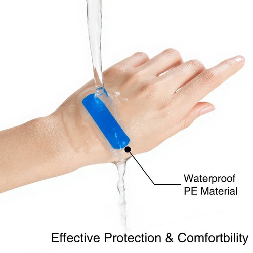 200 Pcs Blue Metal Detectable Bandages PE Waterproof Adhesive Bandage Bulk Sterile Pads Latex-Free for First Aid & Wound Care Rectangle