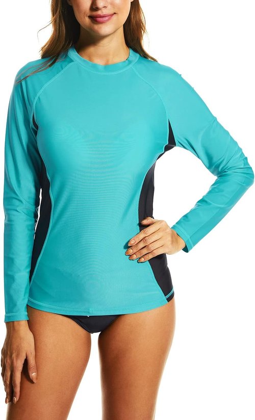 HODOSPORTS Women's Rash Guard Swimsuit - UPF 50+ UV Sun Protection Long Sleeve Shirt