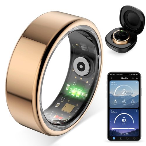 COLMI R02 smart Ring, a smart Ring for Women and Men, with a Charging case, Supports Heart Rate, Blood Oxygen, Sleep Health Monitoring, and Sports Tracking Ring, No Subscription Fee. (Rose Gold, 8#)