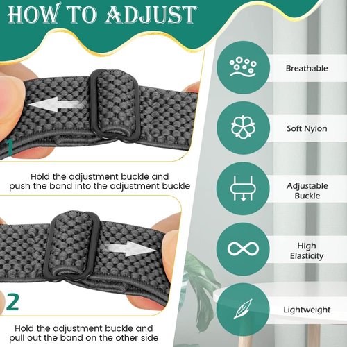 Fitbit Adjustable Elastic Nylon Sport Bands - Soft Stretchy Replacement Straps for Inspire Series | Unisex