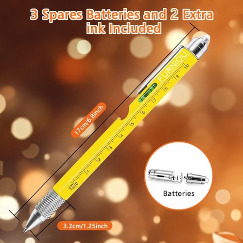 Stocking Stuffers Gifts for Men Women, Birthday Gift from Daughter Son Wife, 9 In 1 Multi-Tool Pen Set Christmas Gifts for Dad Grandpa Husband Boyfriend, Cool Unique Tools Gadgets for Men, Yellow