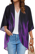 Skiennix Women's Floral Print Kimono Cardigan - Stylish Puff Sleeve Cover-Up in Casual Design