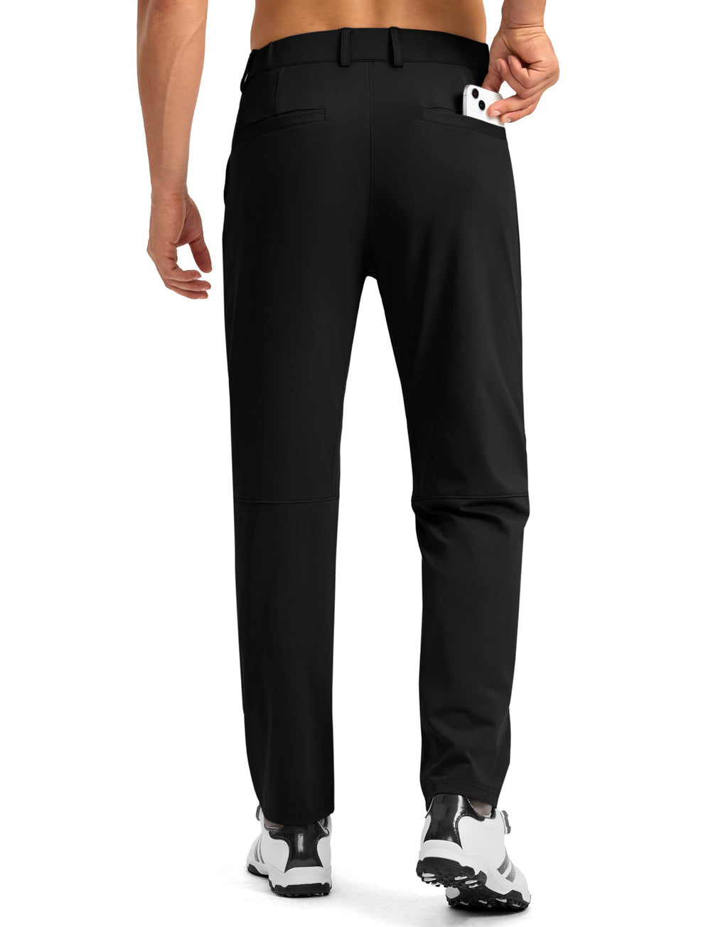 Soothfeel Men's Golf Pants with 5 Pockets Slim Fit Stretch Sweatpants Casual Travel Dress Work Pants for Men (Black, M)