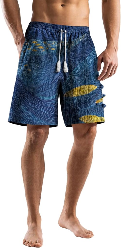 Domirica Men's Casual Hawaiian Shorts - Breathable Quick-Dry Wide Leg Beachwear | Summer Style